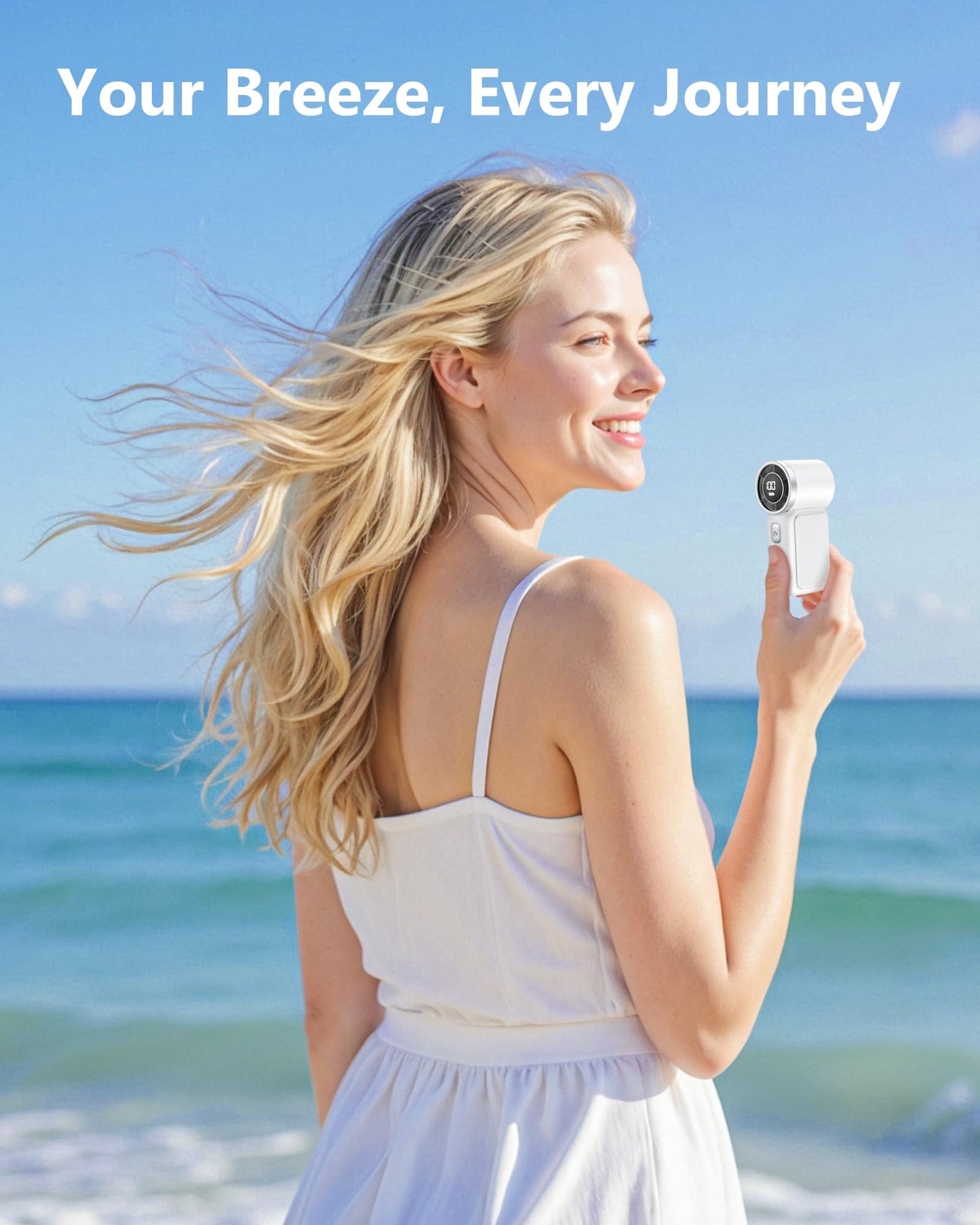 AGEYOU Portable Handheld Mini Fan, 6 Gear Wind, Hand Small Travel Personal Held Fans, Rechargeable Turbo Fan, Gifts for Women Men, for Camping Vacation Outdoor (white)