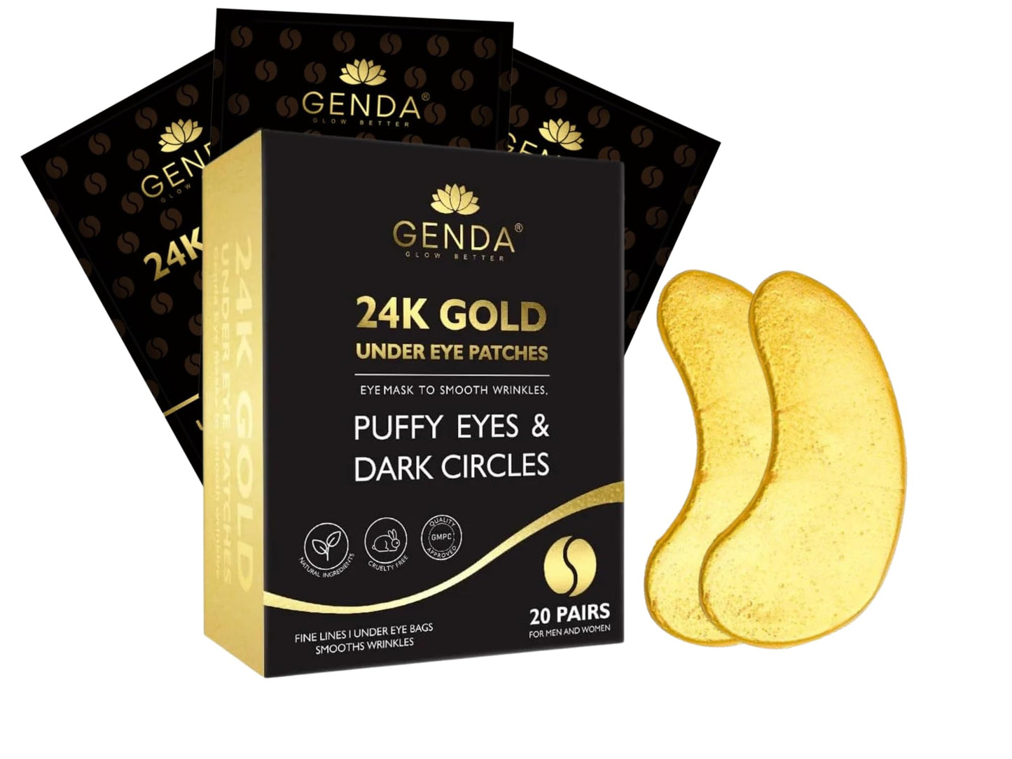 Under Eye Patches for Puffy Eyes and Dark Circles (20 Pairs), 24K Gold Gel Eye Mask Collagen Skincare with Retinol and Hyaluronic Acid, Eye Gel Pads, Eye Patches For Wrinkles