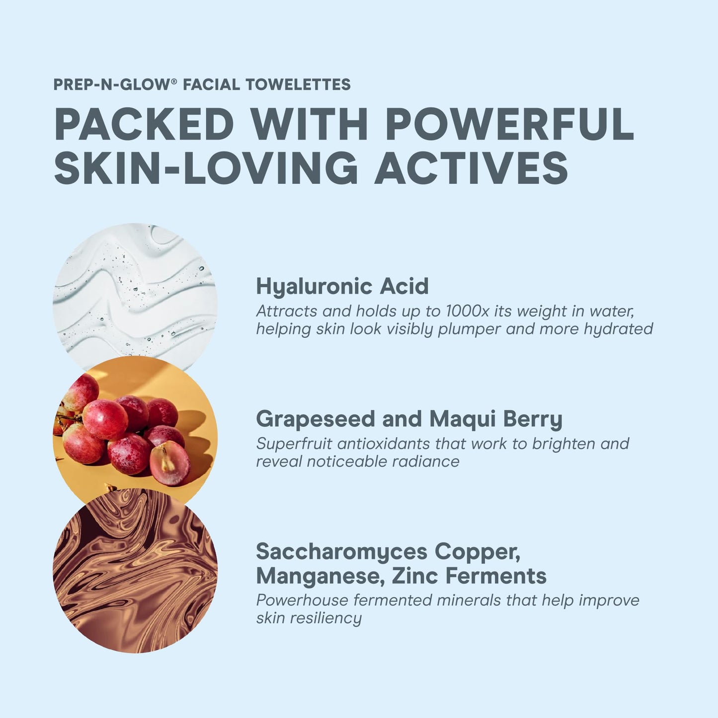 NuFACE Prep-N-Glow Facial Towelettes - 2-in-1 Exfoliating + Cleansing Makeup Remover Wipes, Hyaluronic Acid Travel Face Wipes to Hydrate & Brighten for Glowing Skin - 5 Individually Wrapped Cloths