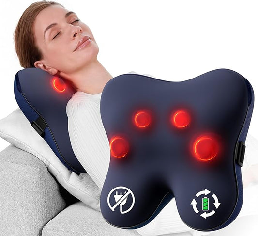 BOB AND BRAD Cordless Back Massager with Heat FSA Eligible HSA Eligible, Shiatsu Neck Massager for Pain Relief Deep Tissue, 3D Kneading Massage Pillow for Pain Relief, Birthday Gifts for Women Men