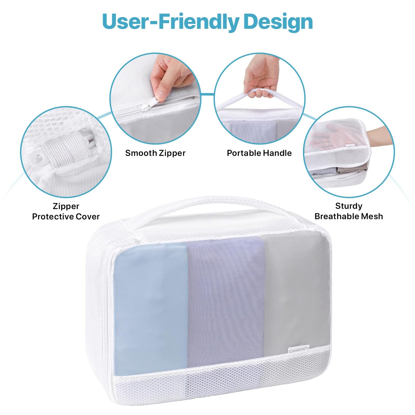 Cambond Machine Washable Mesh Packing Cubes Laundry Bag - 4 Set See Through Packing Cubes for Travel Women, Lightweight Dual-Use Mesh Laundry Wash Bags Luggage Organizer Bags Travel Cubes for Packing