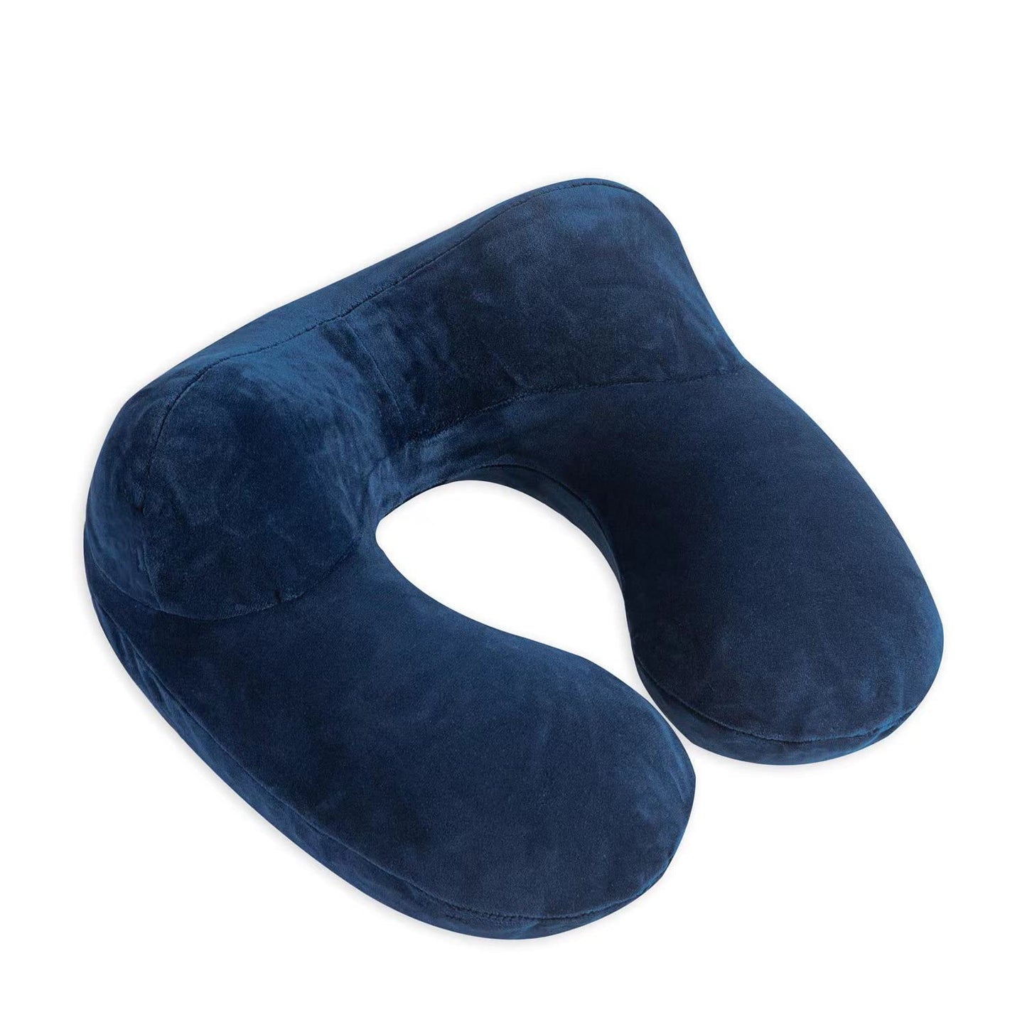 Makimoo Inflatable Travel Pillow, Neck Pillow Support for Traveling, Airplanes, Cars, and Offices with Compact Carrying Bag, Soft Velvet Washable Cover, Ideal for Adult Sleepers (Blue)