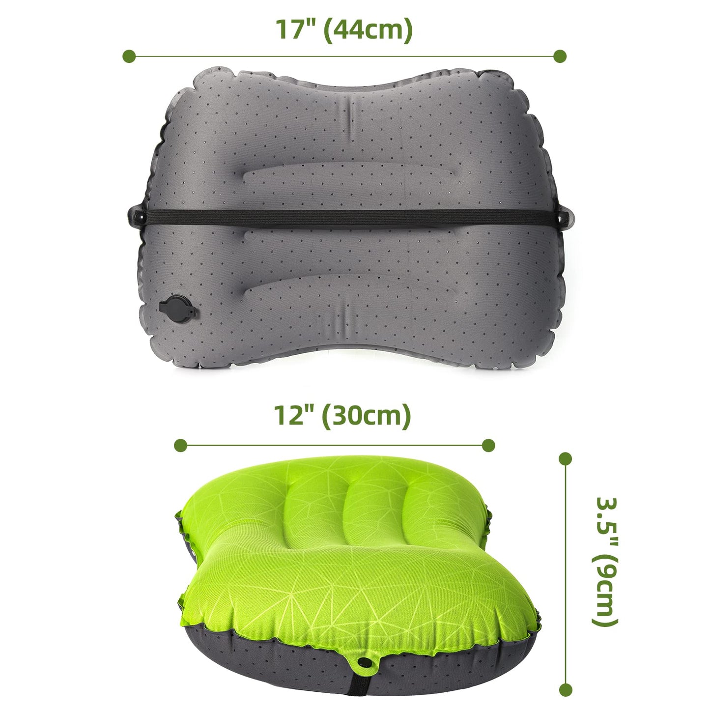 Crisonky Camping Pillow - Inflatable Pillow - Travel Pillows for Backpacking & Airplane, Lumbar Support 2.0 Blow Up Pillow, Ultralight Compressible, Comfortable, Ergonomic Pillows