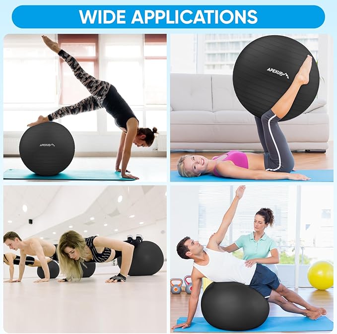 APEXUP Yoga Ball Exercise Ball Anti Slip Heavy Duty for Fitness, Balance & Core Workout