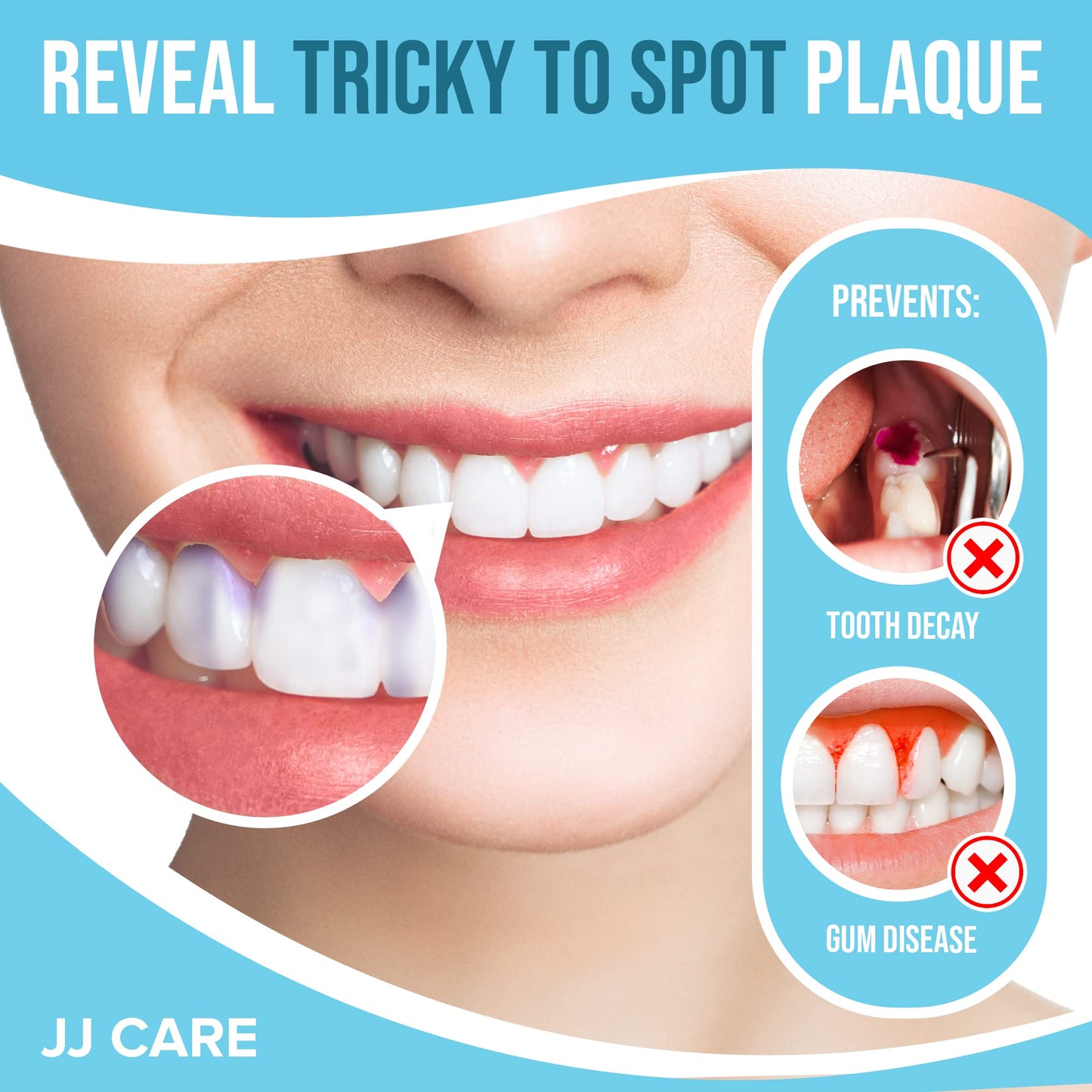 JJ Care Disclosing Tablets for Kids and Adults - 120 Count, Individually Wrapped Plaque Disclosing Tablets for Kids Brushing Teeth, Berry Flavored Plaque Remover, Dental Care for Teeth Brushing