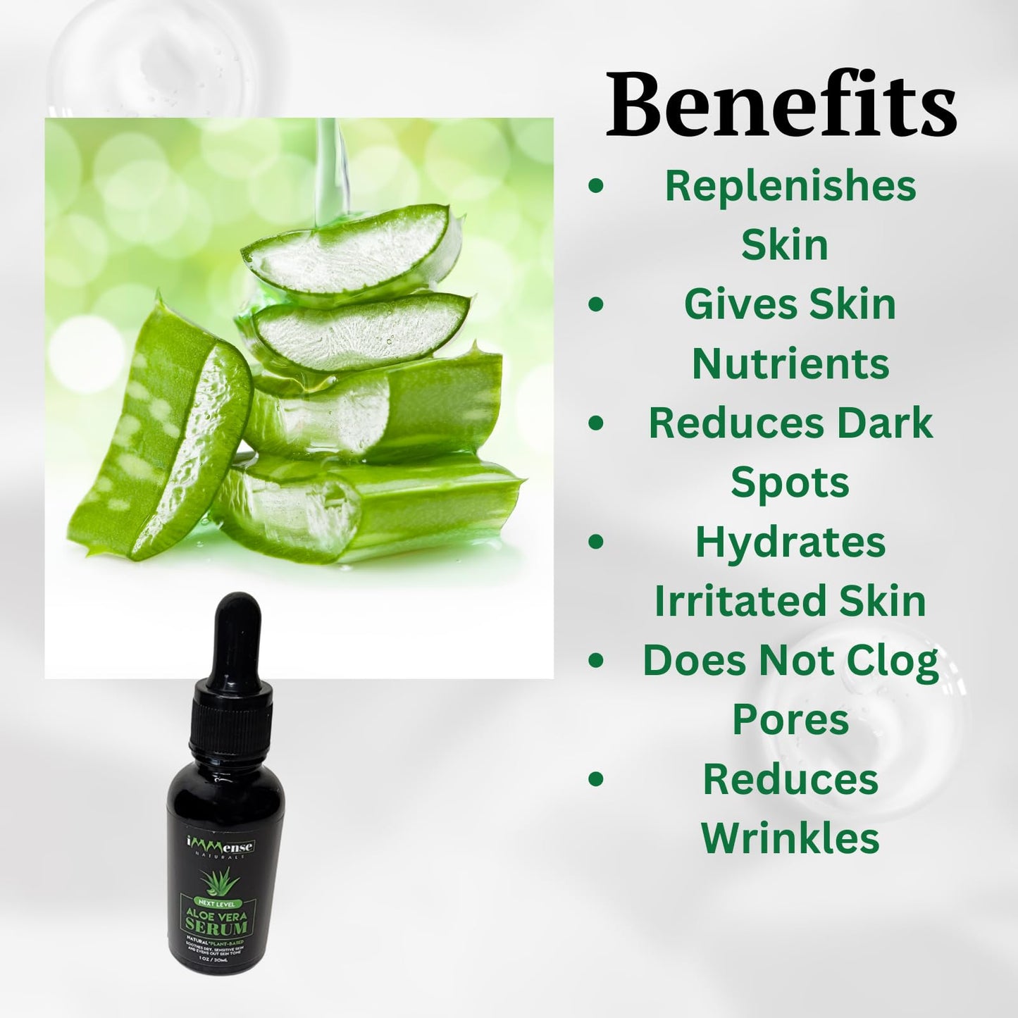 iMMense Naturals Aloe Vera Serum with Vitamin C for Wrinkles & Fine Lines, Use To Brighten Skin-Correct Dark Circles, Hydrate and Even Skintone. Use for a Natural Makeup Primer