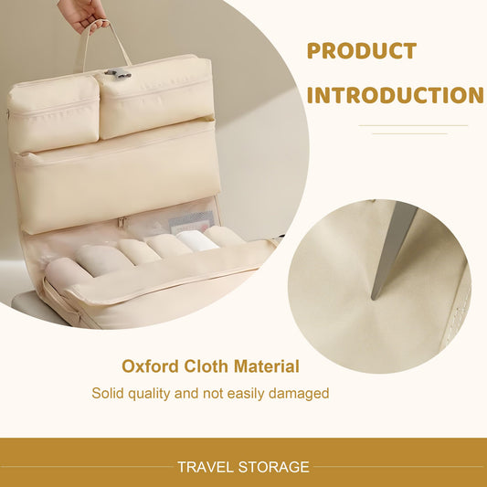 6-in-1 Hanging Packing Cubes for Travel Foldable Hanging Suitcase Organizer Bag Packing Cubes for Suitcases and Travel Luggage