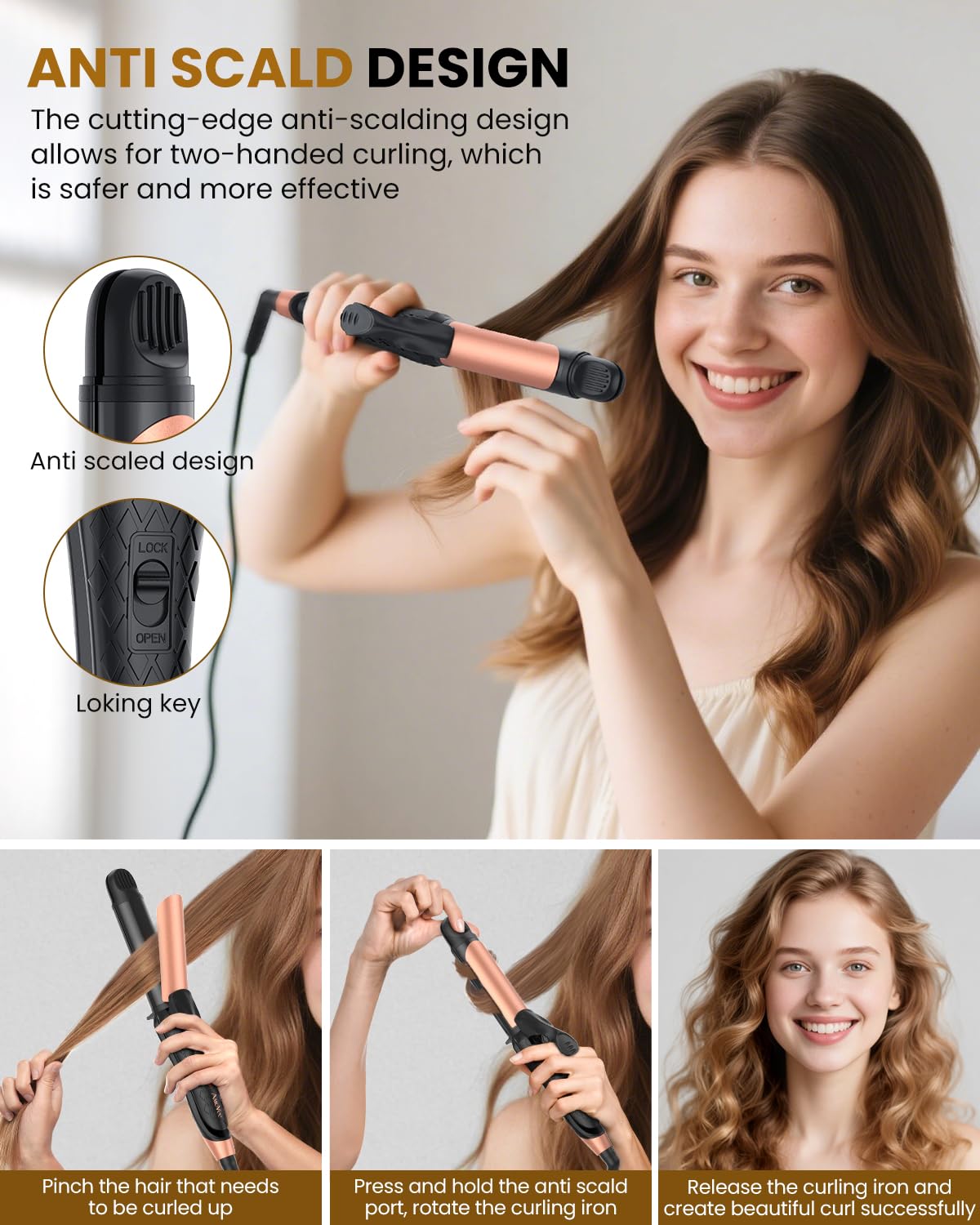 Dual Voltage Curling Iron 2-in-1 Curling Iron 1 Inch,(100V~240V) Dual Voltage Hair Straightener Travel CurlingIron European Flat Iron(Black)