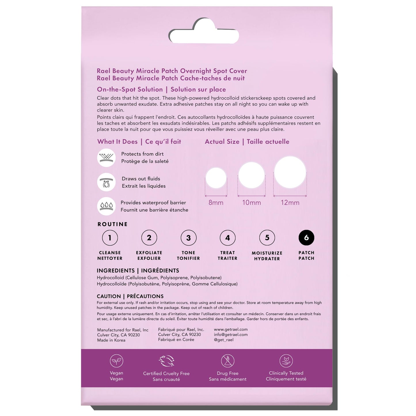 Rael Pimple Patches - Miracle Overnight Spot Cover, Thicker & Extra Adhesion, Hydrocolloid Acne Treatment for Face, Zits & Blemishes, Korean Skin Care, Vegan & Cruelty-Free, 3 Sizes (104 Count)