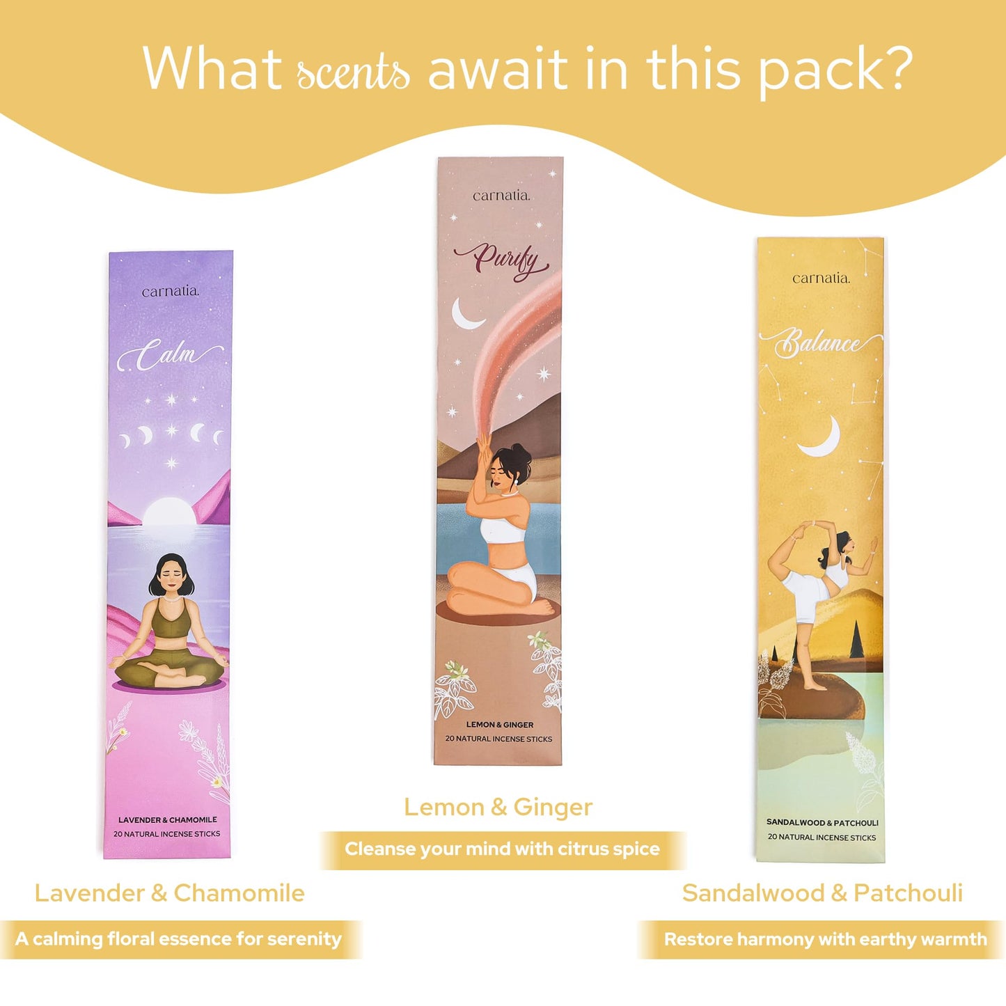 Carnatia Meditation Incense Sticks – Set of 6 Calming Scents for Mindfulness, Focus & Self-Care | Purifying Aromas for Spiritual Wellness, Inner Peace & Healing Rituals!