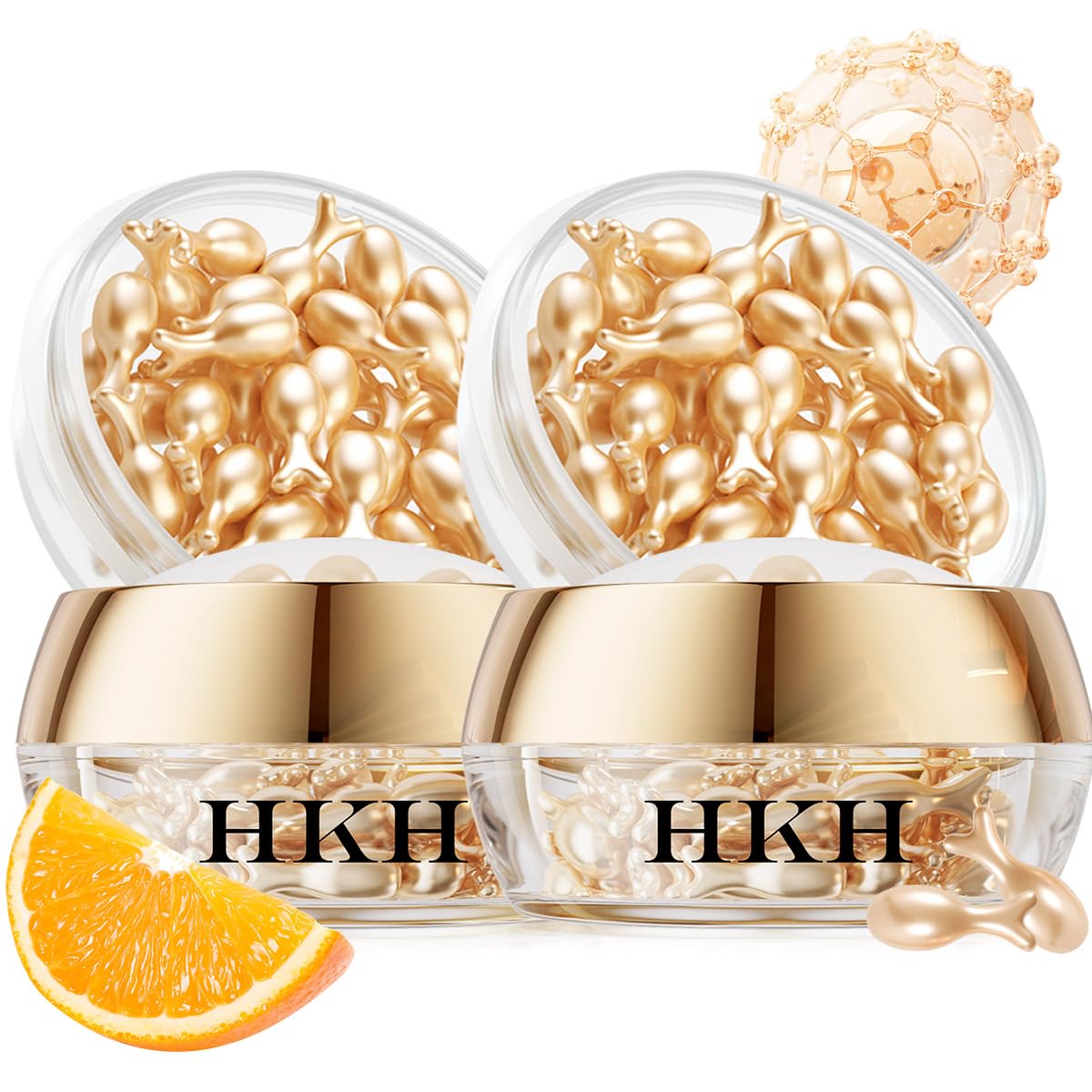 HKH Vitamin C Super Serum for Face - Anti Aging Vitamin E Facial Serum Capsules with Niacinamide, Vit C Serum Oil for Women, Even Skin Tone, Reduce Wrinkles, Moisturise, Travel Friendly (76 Capsules)