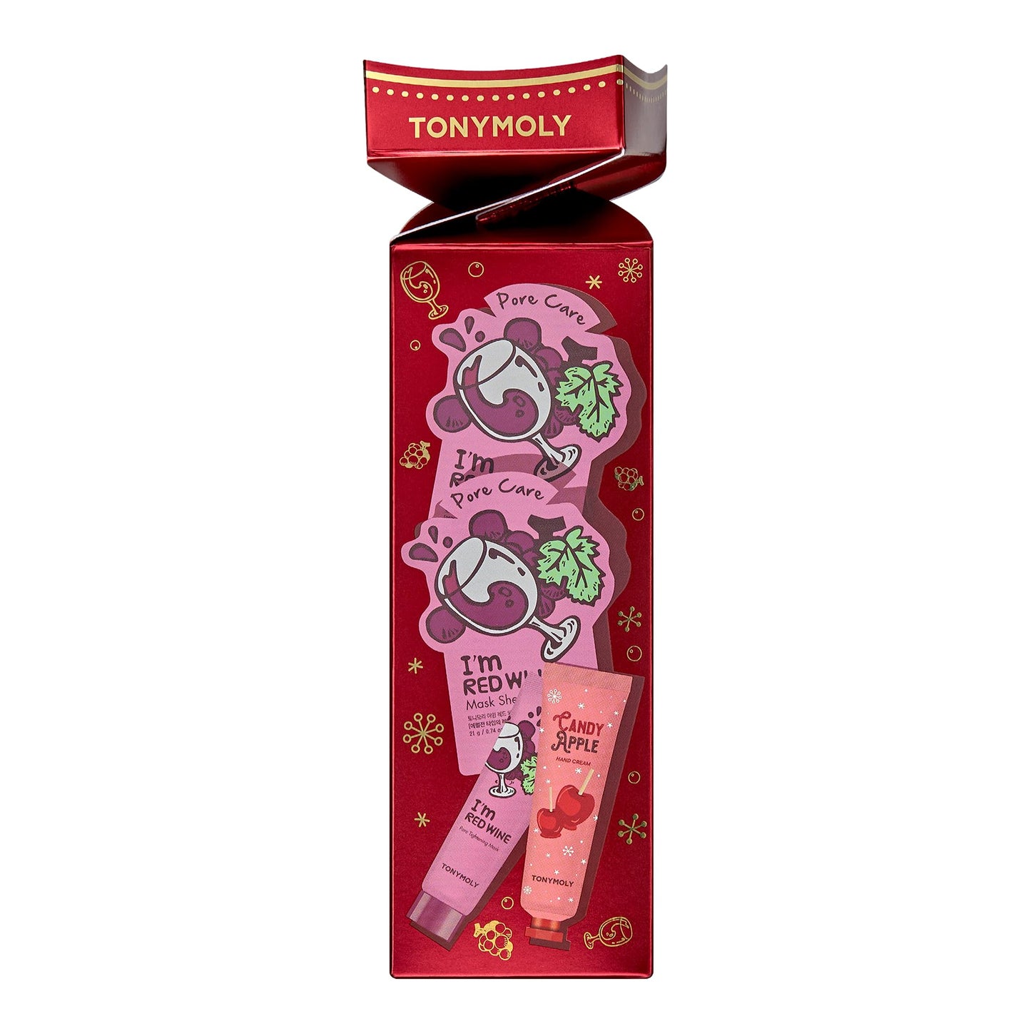 TONYMOLY On Cloud Wine Red Wine Skincare Set – Sheet Masks, Wash-Off Mini Mask & Holiday Hand Cream for Hydrating, Nourishing & Radiant Skin