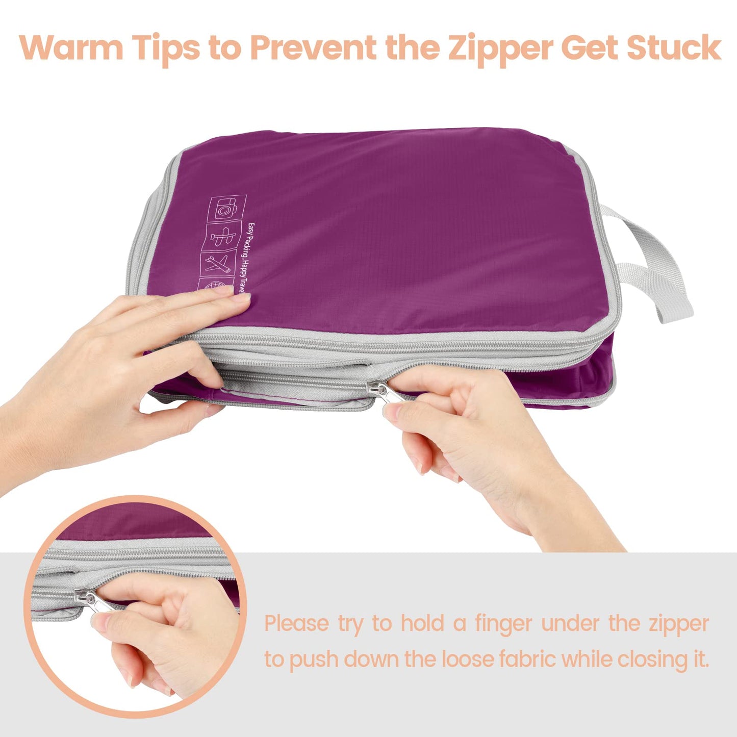 Cambond Compression Packing Cubes for Travel Women - 4 Pack Luggage Packing Organizers Vacation Travel Essentials Accessories Bags Compression Cubes for Carry on Suitcases, Purple