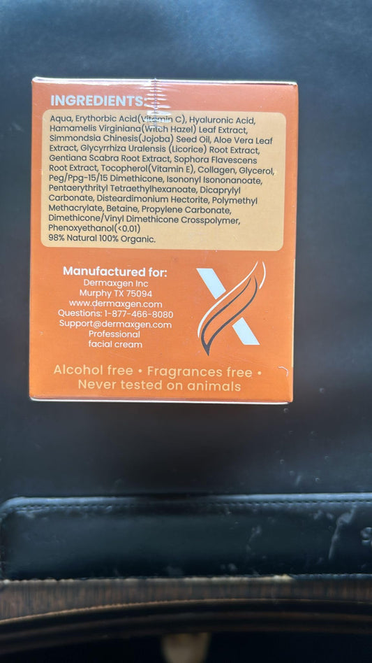DERMAXGEN Organic Vitamin C Cream for Face - Deep Hydration Vitamin C Face Moisturizer with Hyaluronic Acid and Vitamins C & E - Anti-Aging Formula to Reduce Wrinkles and Fine Lines - 1.7 Fl Oz