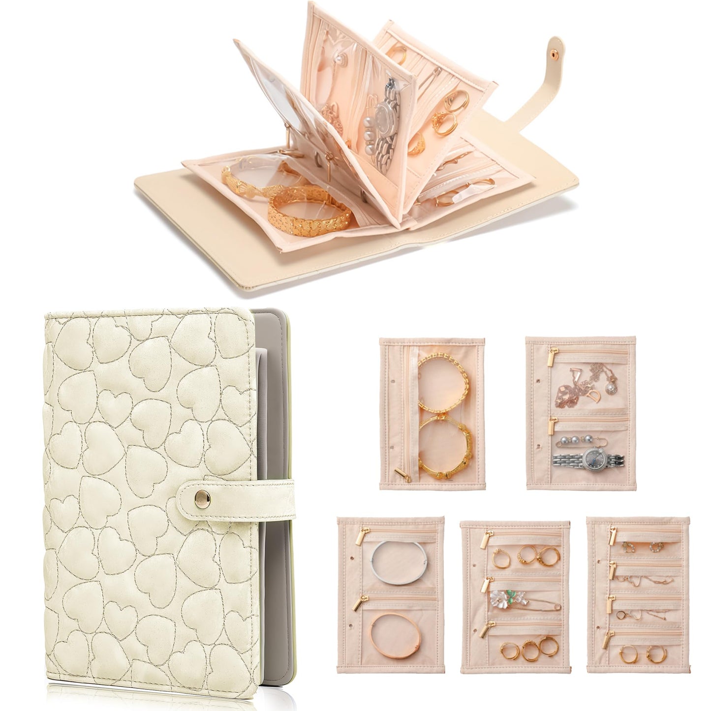 Ylfahjs Travel Jewelry Organizer Case,Jewelry Storage Roll Bag for Women,Tangle-Free Portable Storage for Necklaces & Earrings/Rings/Bracelets,Jewelry Storage Book, Waterproof Organizer Bag