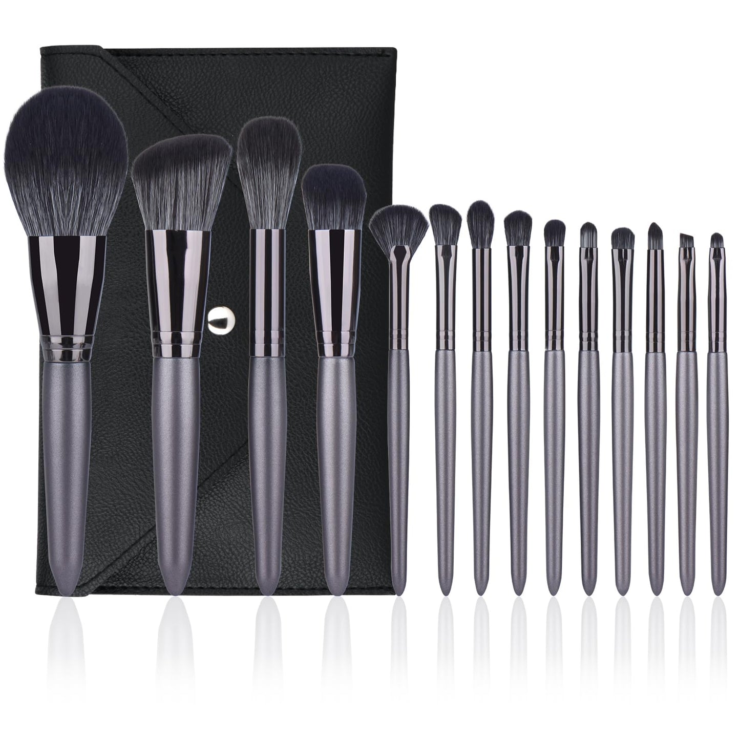 SHELWIN Professional Makeup Brush Set 14Pcs Makeup Brushes Kit Foundation Eyeshadow Powder Blending Eyebrow Eyelash Kabuki Brushes Cosmetic Brushes Travel Kits With Leather Bag Gift