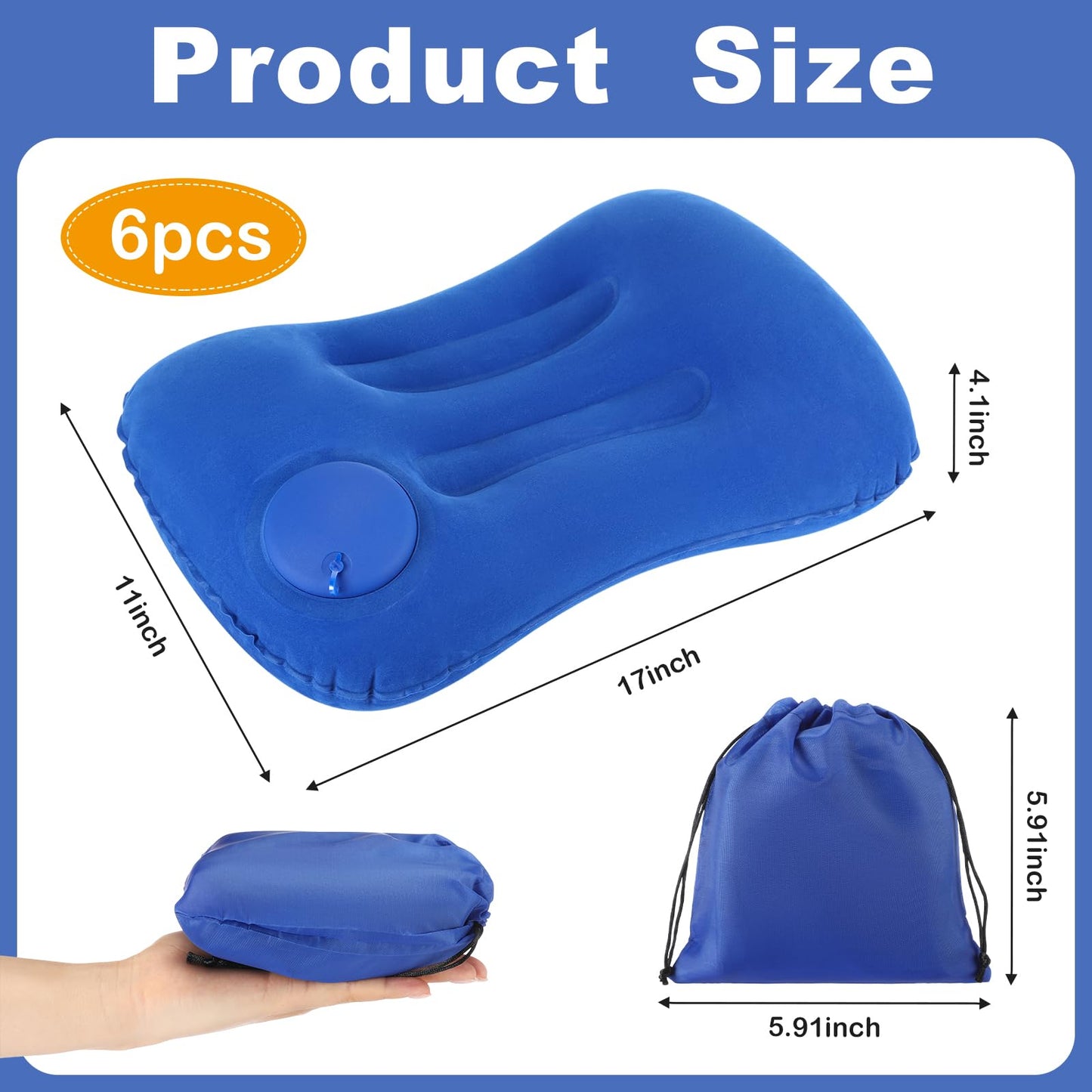 Geelin 6 Pcs Inflatable Travel Camping Pillow Portable Backpacking Pillow with Bag for Neck and Lumbar Support Hiking Sleeping Camping(Colorful)