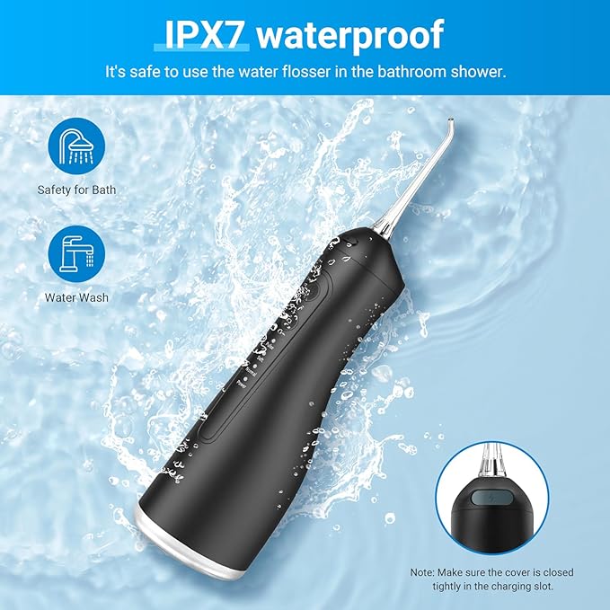 Betterchoi Water Flossers for Teeth, Portable Cordless Water Dental Flosser Teeth Pick, Oral Irrigator – 4 Cleaning Modes, 1800 Pulses, IPX7 Waterproof, USB Type-C Charging for Home Travel, Black
