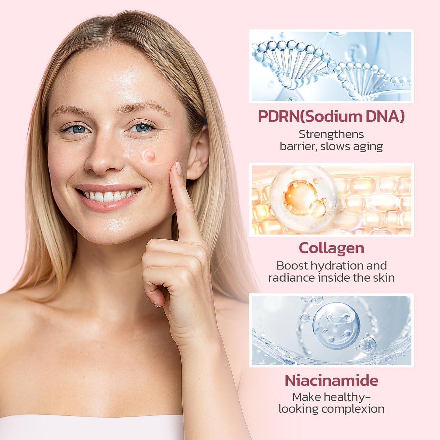 Jorceray PDRN Pink Collagen Capsule Cream –Salmon PDRN -Dual Texture Barrier Repair Moisturizer | Salmon DNA + 5% Niacinamide 2oz