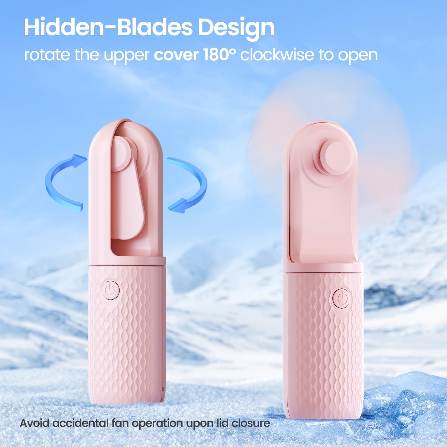 Handheld Mini Fan, Rechargeable Battery Operated small Portable Fan Up to 15 Working Hours, Powerful Safety Design Pocket Fans for Travel/Outdoor/Concert/Beach/Make-up, Gifts for Mom, Teens, Pink