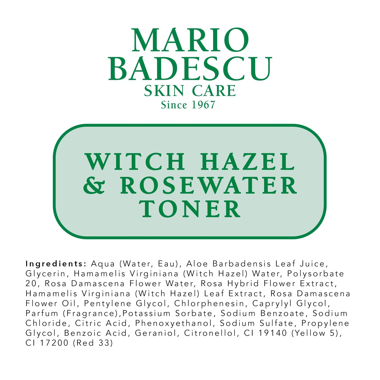 Mario Badescu Witch Hazel & Rosewater Toner for All Skin Types |Alcohol Free Facial Toner that Clarifies and Rejuvenates |Formulated with Witch Hazel & Rose Extract| 8 FL OZ
