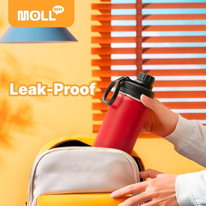 Kids Stainless Steel Water Bottle with Spout Lid-12 oz Vacuum Insulated Wide Mouth Sports Water Bottle for School, BPA Free (Black)