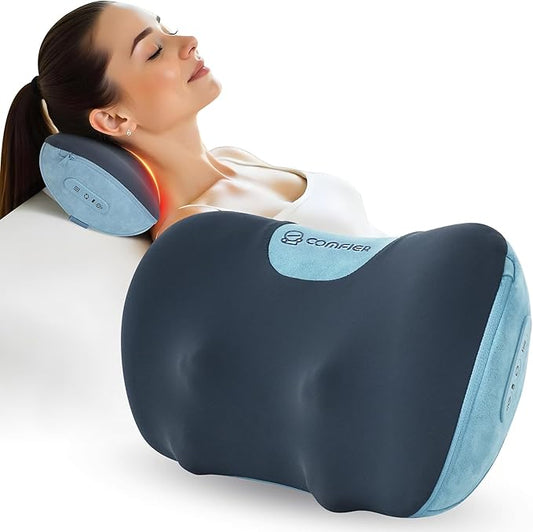 COMFIER Shiatsu Neck and Back Massager with Heat, Neck Massager Pillow with 3D Kneading Deep Tissue, Cordless & Portable, Soothes Muscle Tension at Home, Office, Travel,Ideal Gift for Men & Women
