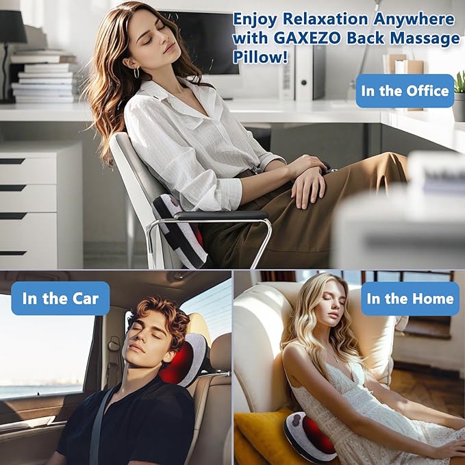 Massage Pillow, Neck and Back Massager with Heat, Shiatsu Massage Pillow for for Back, Shoulder, Leg, Foot, Gift for Men Women Mom Dad, Stress Relax at Home Office and Car