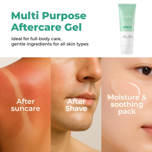 CURE Aloe Vera Gel with 90.52% Leaf Juice, Soothing & Hydrating Korean Skin Care for Sun-Exposed or Dry Skin, 5.07 fl oz, Refreshing Gel Moisturizer for Face & Body