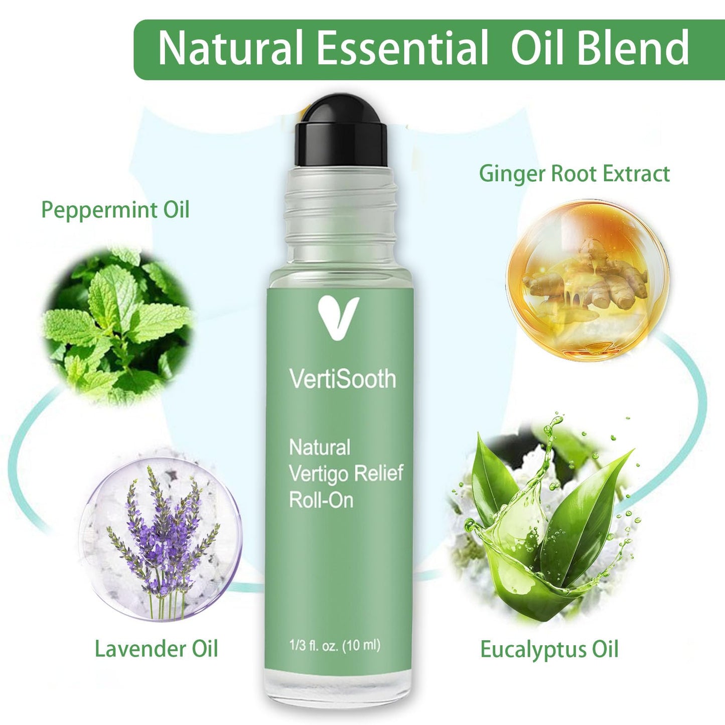 Vertisoothe Anti-Dizzy Roll-On, Natural Vertigo Relief Roll-On, Vertigo and Dizziness Support Roller with Lavender, Ginger, Mint Essential Oil, Easing Nausea, Fast-Acting Combat Travel Sickness (2Pcs)