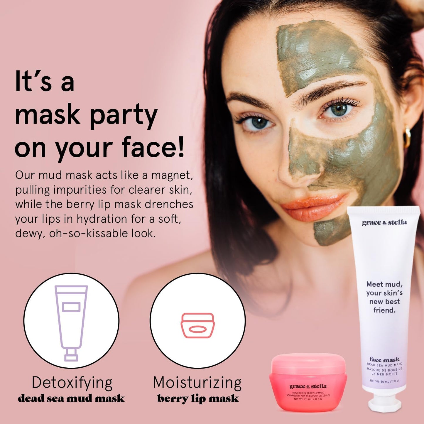 grace & stella Award Winning Skin Care Set - Gifts for Her - Travel Essentials with Under Eye Masks, Serum, Cleanser, Lip Balm - Birthdays, Bachelorette, Bridesmaids, Teen Gifts - Vegan Self Care