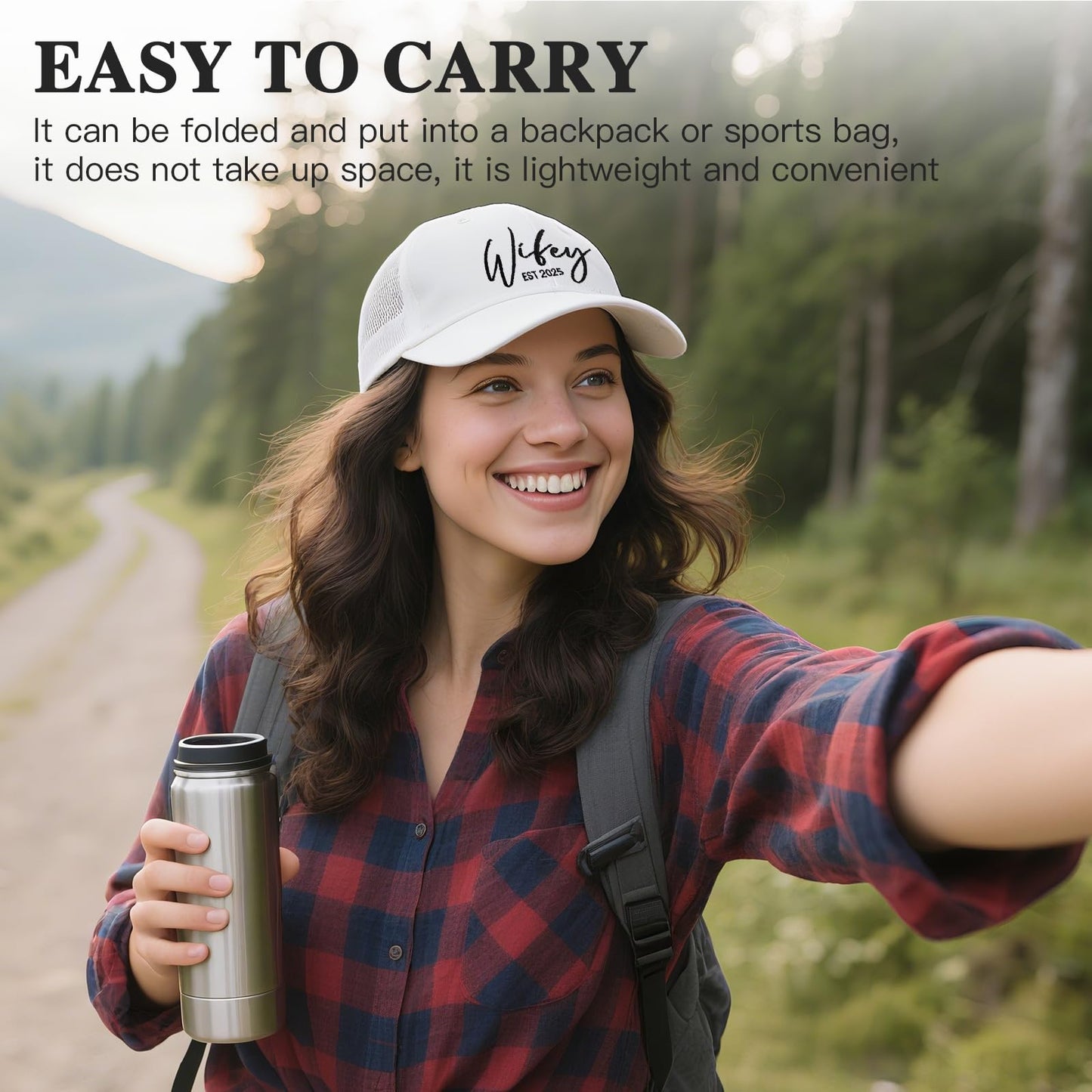 Hubby & Wifey EST 2025 Hats for Newlywed Couple -Embroidered Matching Hats for Women Men, Unique Gift for Wedding, Engagement, Bridal Shower White