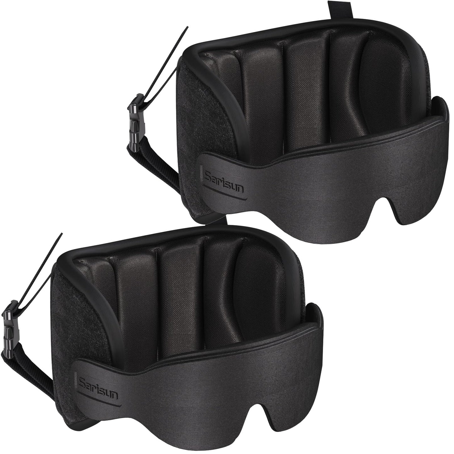 SARISUN Travel Pillows for Airplanes, 2 Pack Airplane Pillows for Long Flight with Sleep Eye Mask, Plane Head Strap for Road Trip, 360° Support for Sleeping, Stop Bobblehead Travel Essentials, Black