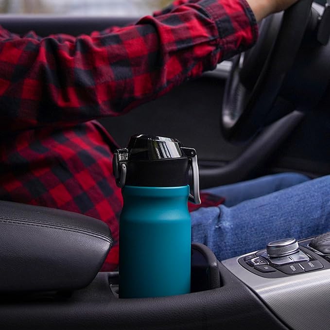 BJPKPK Water Bottle With Straw 25oz Insulated Water Bottles Reusable Stainless Steel Metal Thermo With Leak Proof Lockable Lid And Carry Handle,Navy Blue