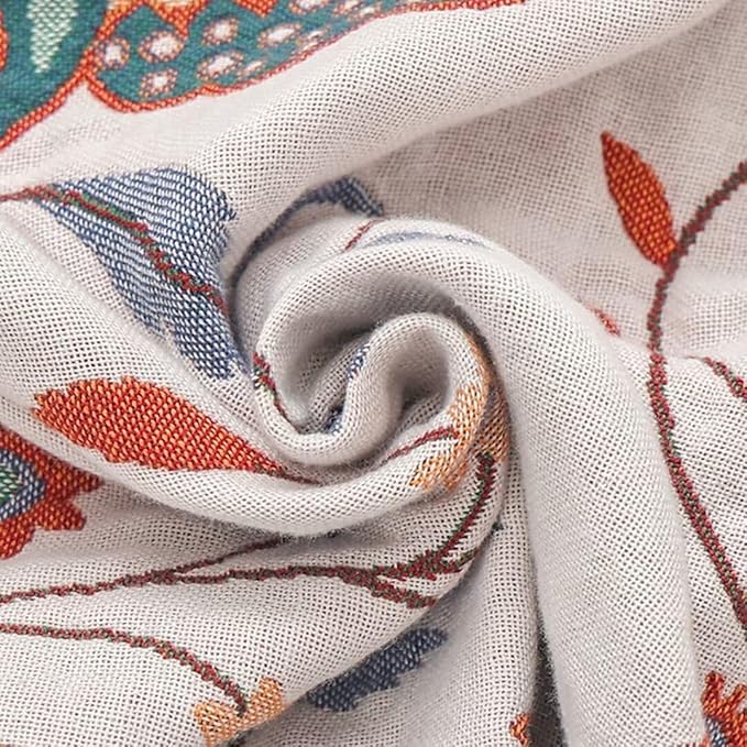 Boho Throw Blankets 80"x90",100% Cozy Cotton Blanket for Travel, Picnic, Reversible Lightweight Knitted Farmhouse Muslin Blankets for Bedroom,Home Decor