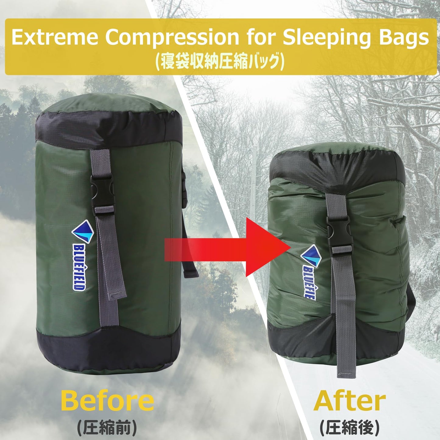 Azarxis Compression Sack 14L 23L Compression Stuff Sack Water-Resistant Ultralight Sleeping Bag Stuff Sack - Space Saving Gear for Camping Hiking Travel (Dark Green, XL)