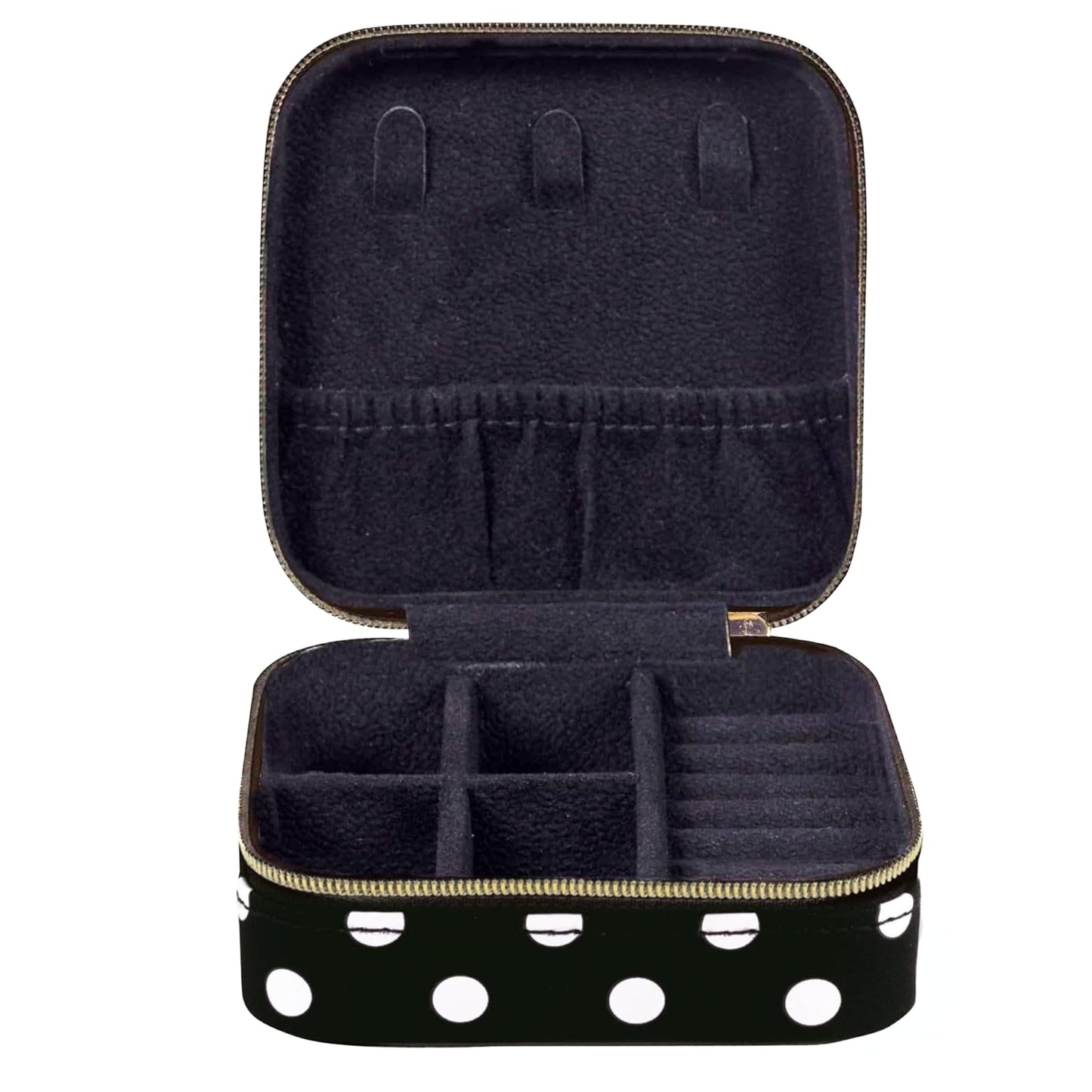 kate spade new york Small Travel Jewelry Case, Black Dotted Jewelry Box to Organize Rings, Necklaces, Earrings, Polka Dot