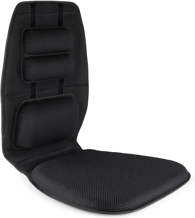 FOMI Gel Seat Cushion and Adjustable Back Support | Lumbar Pillow Flexible Placement for Upper Lower Thoracic, Coccyx, Pressure Sore Pain Relief | for Car, Office Chair, Gaming, Stadium | Posture Aid