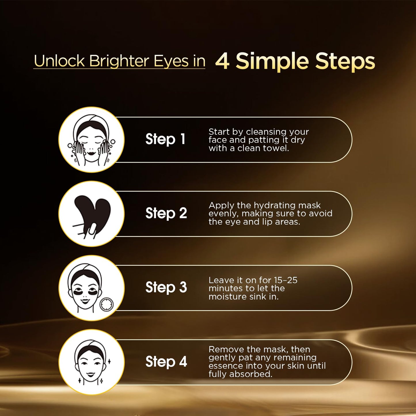 ZZILME 24k Gold Under Eye Patches - Firming, Glowing & Hydrating Hydrogel Mask for Puffy Eyes, Dark Circles, Wrinkles, Eye Bags Treatment, Gifts for Women and Men, 60Pcs Black