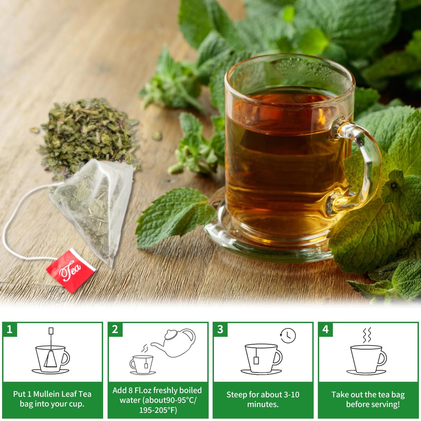 Tempoak Premium Spearmint Tea Bags - 60bags/6.4 Oz 100% Pure & Natural Spearmint Leaves Herbal Tea, Caffeine Free, No Additives, No Sugar, Non-gmo, No Gluten