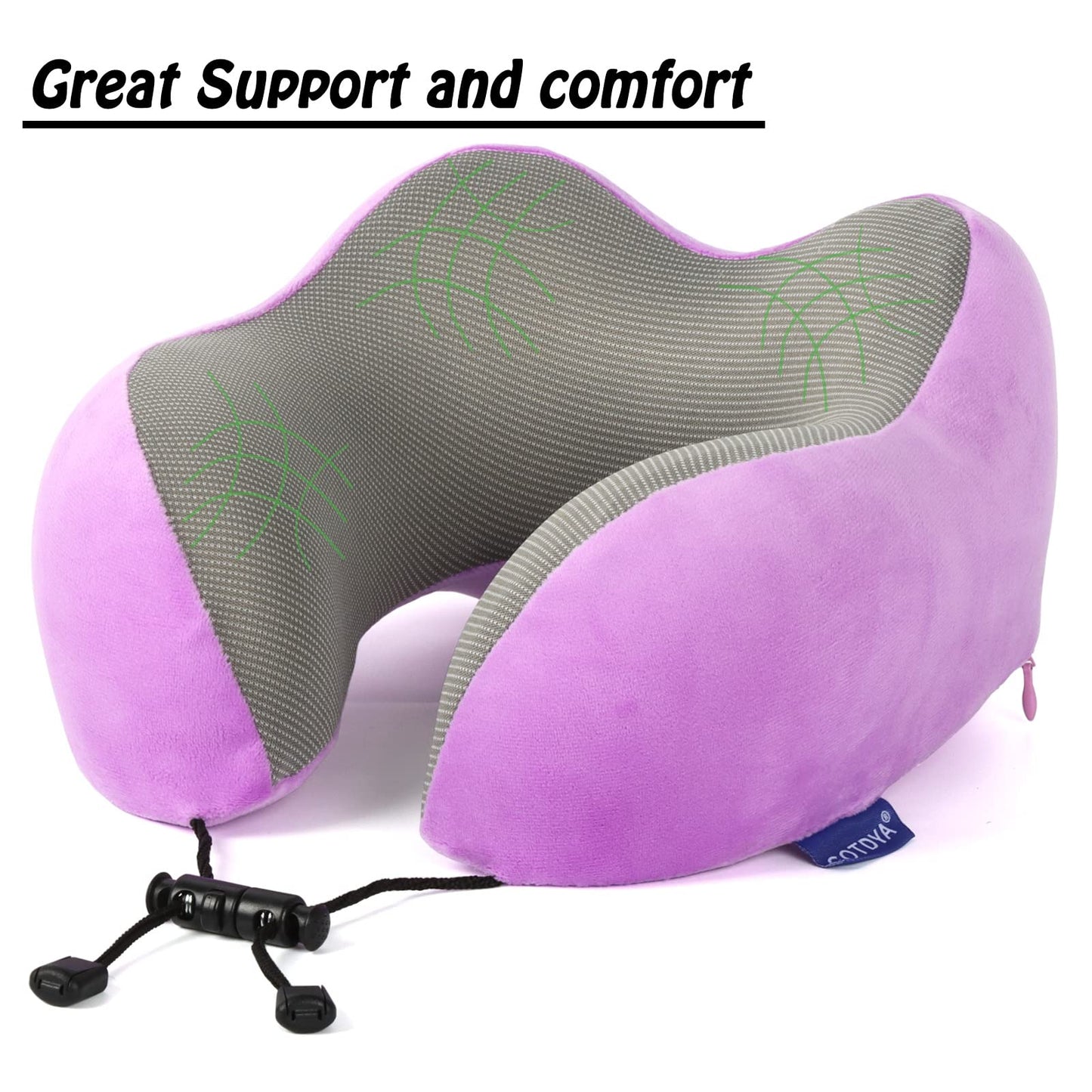 GOTDYA Travel Pillow,Travel Neck Pillows for Sleeping,100% Pure Memory Foam Soft Comfort & Support Pillow for Airplane/Car/Office&Home Rest Use-Violet