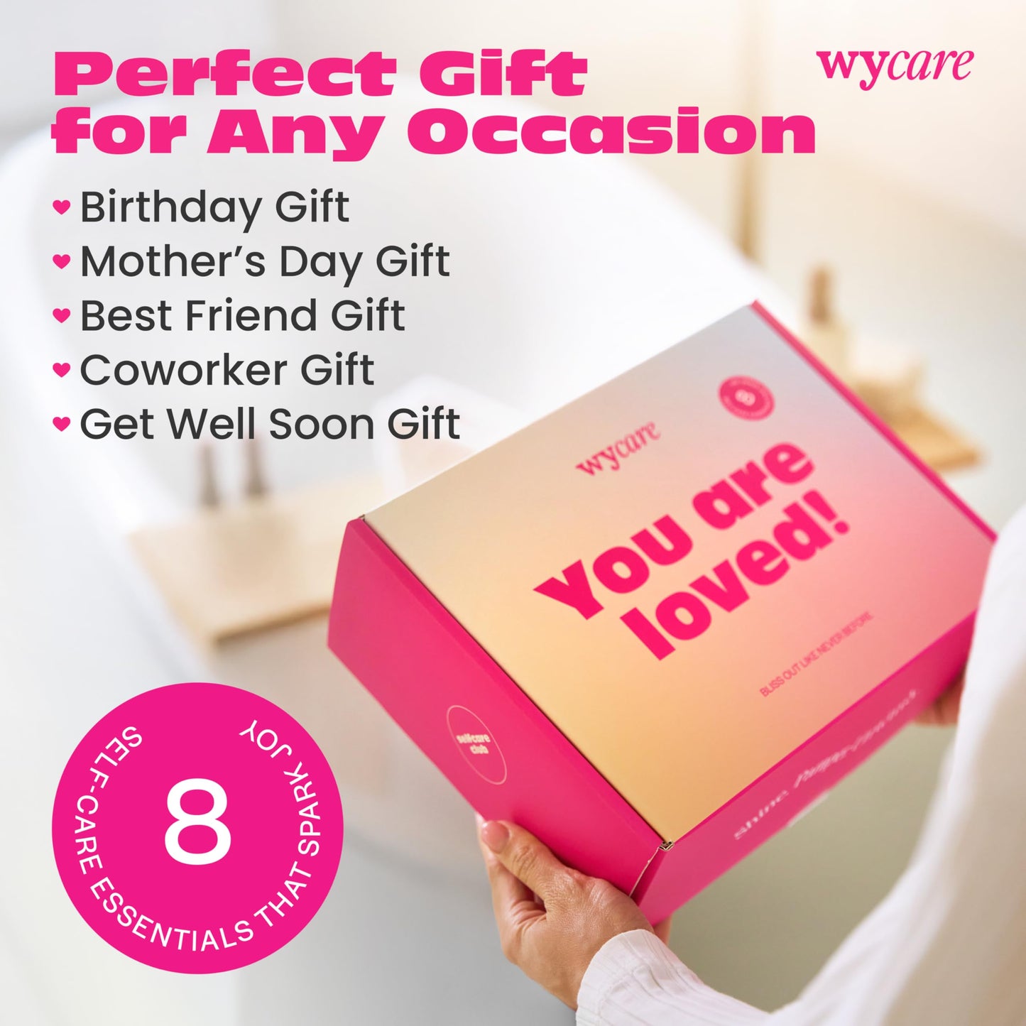 Wycare Gift Box for Women - Perfect Birthday Spa Gift Baskets for Women - Best Friend Birthday Box Care Package - Get Well Soon Self Care Set