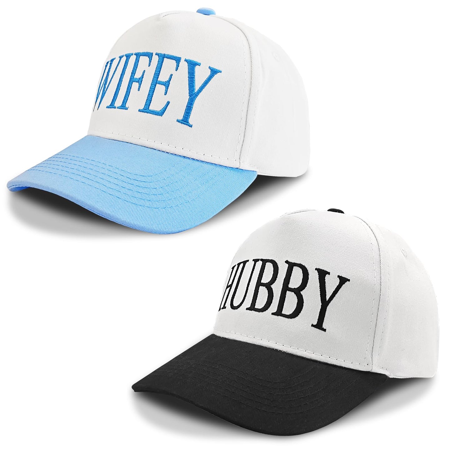 Hubby and Wifey Hat for Wedding Gifts for Couples, Adjustable Husband and Wife Hat for Wedding Engagement Bridal Shower Honeymoon Anniversary for Newlyweds Couple