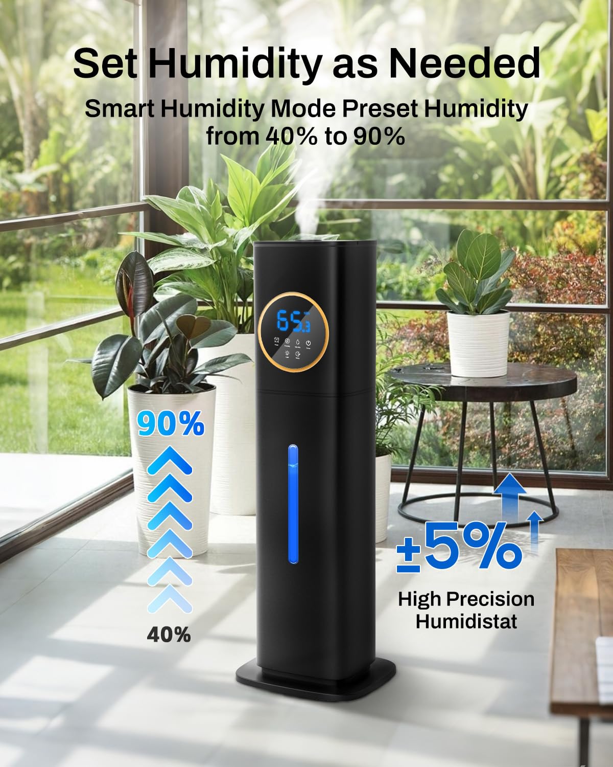 Humidifier Large Room Bedroom with Night Light, 2.1Gal(8L) Humidifiers for Home with Essential Oil Diffuser, Top Fill Whole House Cool Mist Humidifiers for Plants Baby Kids Adults(Black)
