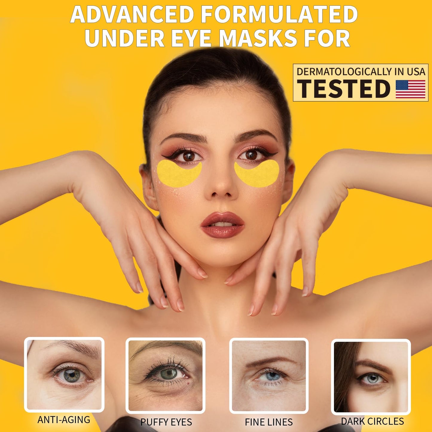 Qyiywim Under Eye Patches 70PCS, 24K Gold Eye Patches for Puffy Eyes Treatment, Under Eye Masks for Dark Circles and Puffiness, Non-Irritating Eye Mask Skincare, Eyes Bags Treatment, Eye Gel Pads