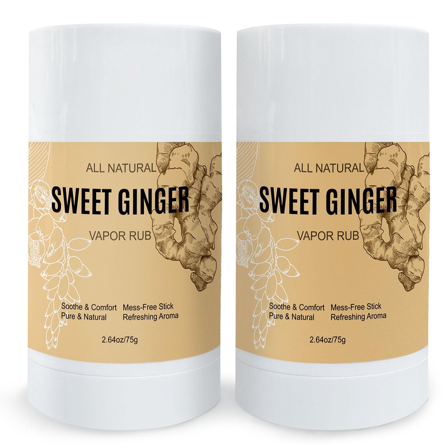 Sweet Ginger Vapor Rub Stick – All-Natural Ginger, Peppermint & Plant Extracts, Plant-Based Herbal Balm, Stick Design Easy-to-Use (2)