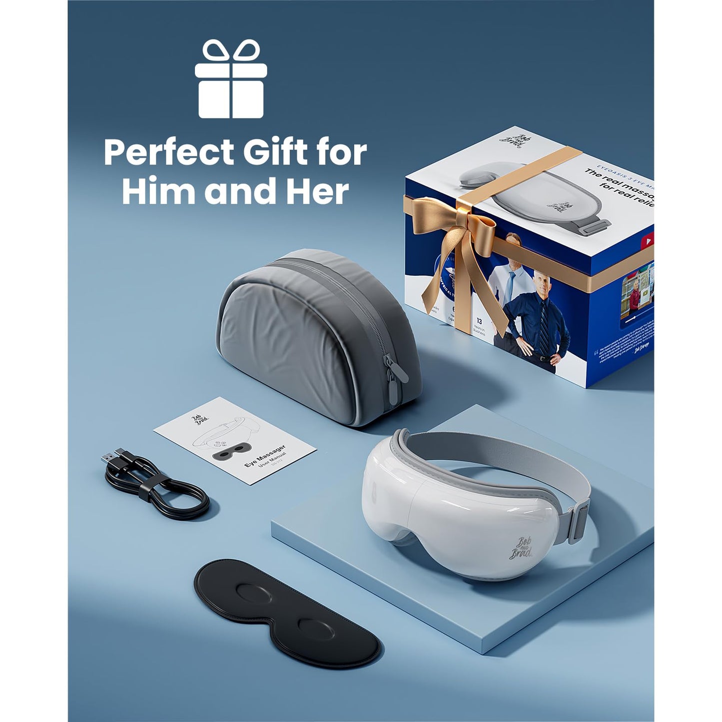 BOB AND BRAD Eye Massager with Heat and Cooling, EyeOasis 3 Eye Mask for Migraine FSA Eligible/HSA Eligible, Heated Face Massager for Dry Eye Strain Relief Improve Sleep, Birthday Gifts for Women Men