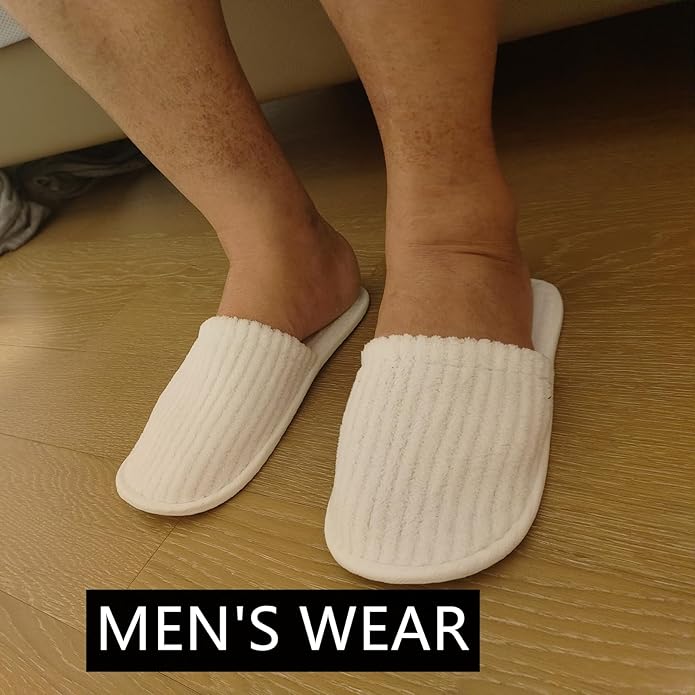 20 Pairs White Disposable Slippers, SPA Hotel Slipper for Women and Men, Closed Toe Soft Coral Fleece Slippers for Guests, Non-Slip Slipper for Travel Home Salon