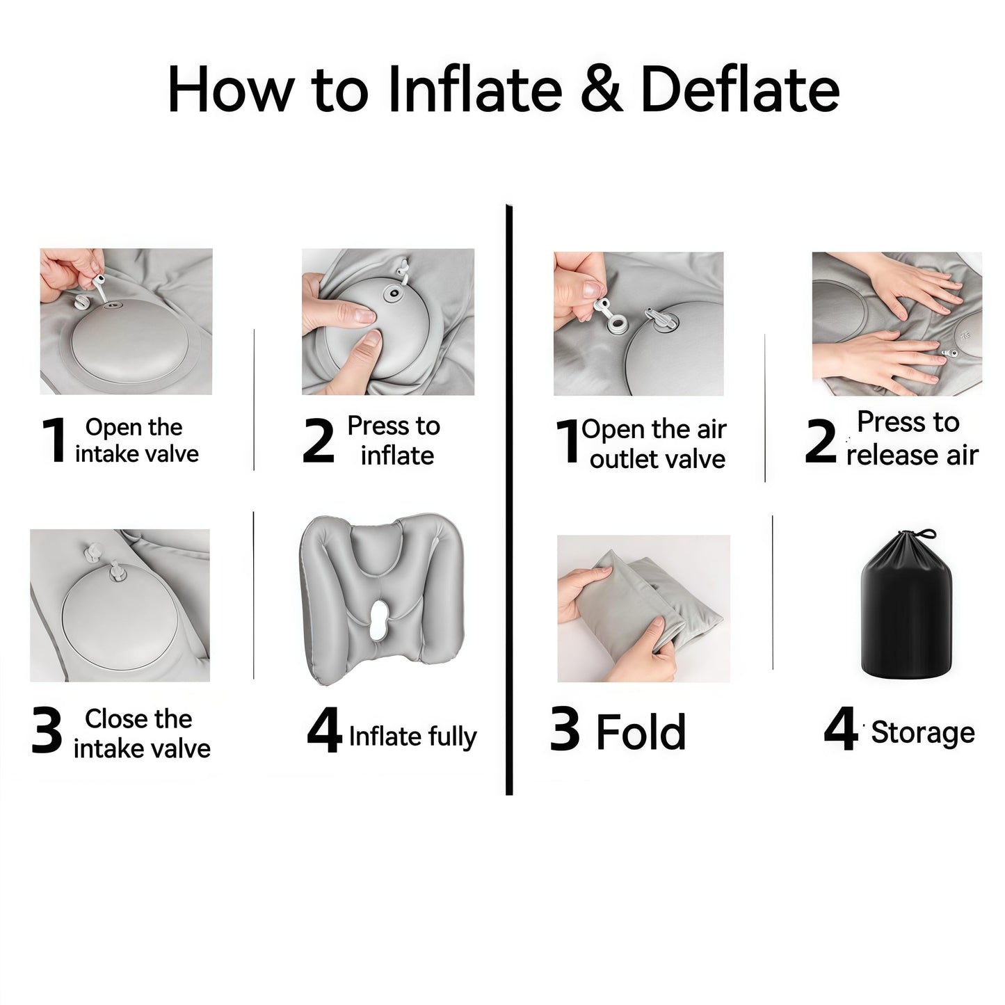 Travel Lumbar Pillow Inflatable Lumbar Support Pillow for Airplane Travel, Back Support Pillow for Office Chair/Car, Lumbar Pillow for Lower Back Pain Relief and Improve Posture, Easy to Carry, Grey