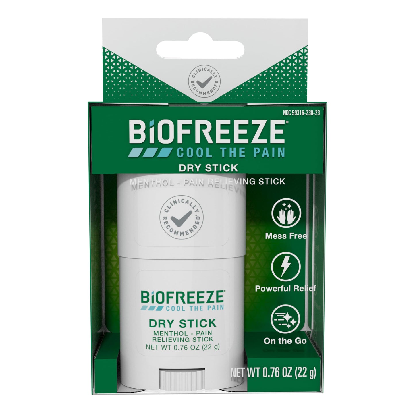 Biofreeze Dry Stick, Mess-Free Relief for Neck, Shoulder, Knee, Hip, Hand & Joint, Cooling Menthol Pain Relief Stick, Up to 100 Uses